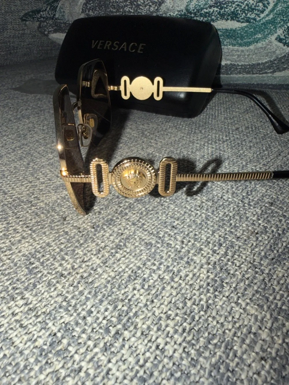 Versace Black Eyewear Case with Gold Logo